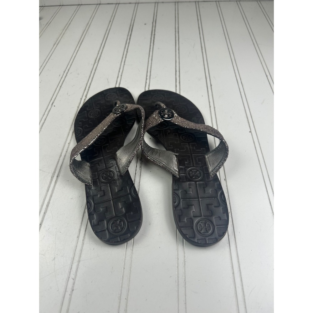 Tory Burch Vintage Y2K Metallic Logo Flip Flop Sandals Women's Size 8-8.5 - Picture 4 of 8